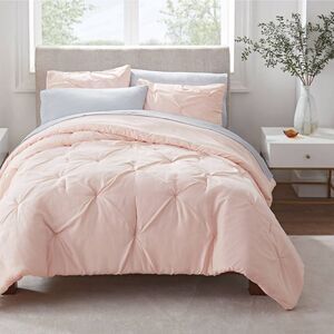 Serta - Full/Queen 3pc Simply Clean Pleated Duvet Set Blus Blush